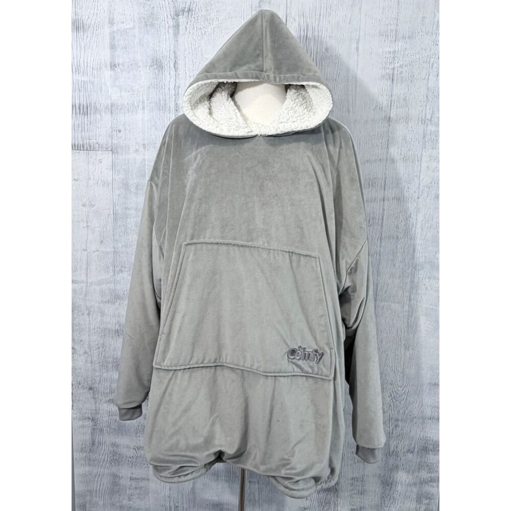 The Comfy Original Blanket Sweatshirt Gray Oversized Sherpa Lined One Size